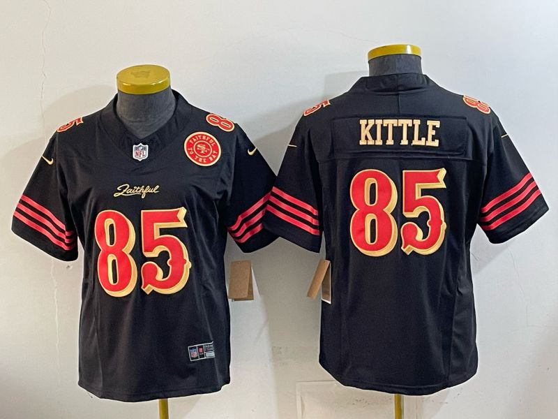 Youth 2026 San Francisco 49ers #85 Kittle Black gold Nike Limited NFL Jersey style 06